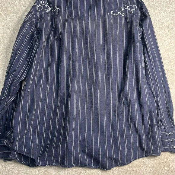 Wrangler Men's Blue Striped Shirt - Picture 5 of 5